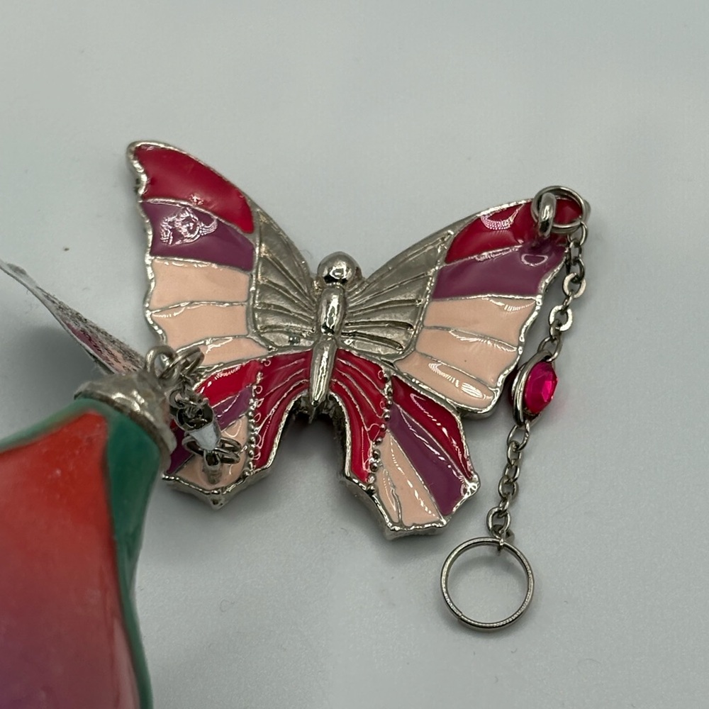 Ceramic Purple Pink Christmas Ornament Butterfly Blushing Tulips Victorian Style - Picture 8 of 15
